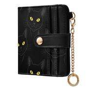 ODAWA Petit portefeuille compact pour femme Motif renard lapin, Chat mignon drôle noir, one size, Portefeuille RFID