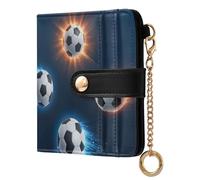 ODAWA Petit portefeuille compact pour femme Motif renard lapin, Cool Ballon de football Bleu, one size, Portefeuille RFID