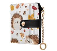 ODAWA Petit portefeuille compact pour femme Motif renard lapin, Hérisson mignon dessin animé blanc, one size, Portefeuille RFID