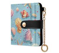ODAWA Petit portefeuille compact pour femme Motif renard lapin, Mignon coquillage étoile de mer bleu, one size, Portefeuille RFID