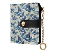 ODAWA Petit portefeuille de voyage avec emplacements pour cartes - Beige marbré, Ocean Waves Bleu, one size, Portefeuille RFID