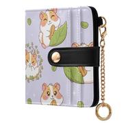 ODAWA Petit portefeuille de voyage léger coloré avec motif carlin blanc avec blocage RFID, Jolie feuille de hamster violet, one size