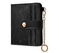 ODAWA Portefeuille en cuir synthétique pour femme avec blocage RFID, fermeture éclair, poche pour pièces de monnaie, languette magnétique, Veine de marbre noir, one size, Portefeuille RFID