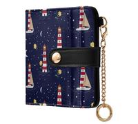 ODAWA Portefeuille fin pour femme Motif léopard Noir/marron RFID avec 7 emplacements pour cartes, Lighthouse Night Sky Navy, one size
