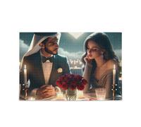 ODAWA Puzzle de 1000 pièces Happy Valentine's Day DIY Cadeau Puzzle avec sac de rangement en maille pour adultes, familles