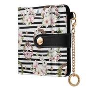 ODAWA RFID Portefeuille pour femme Motif Casse-noisette avec fermeture éclair et 7 emplacements pour cartes, Lapins cerisiers en fleurs, one size, Portefeuille RFID