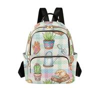 ODAWA Sac à dos lavable flamants roses sacs à dos de voyage légers, Plantes succulentes cactus chats plaid, Medium, Sacs à dos de jour