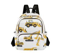 ODAWA Sac à dos léger avec motif champignons colorés, dégradé de fluo, sac à dos de voyage léger pour femme, Camions de chantier Blanc, Small, Sacs à dos de jour