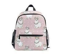 ODAWA Sac à dos mignon blanc lama floral pour enfants 30,5 cm Sac à dos pour l'école avec étiquette de nom