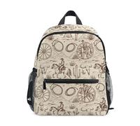 ODAWA Sac à dos pour enfants avec étiquette nominative, cowboys cactus, montagnes, sac à dos vintage pour enfants pour l'école, Cowboys Cactus Montagnes Vintage, Medium