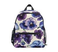 ODAWA Sac à dos pour enfants avec étiquette nominative, sac à dos pour enfants d'âge préscolaire avec sangle de poitrine, sac à dos pour enfants, Pensées bleues et violettes, Medium