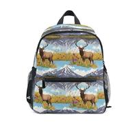 ODAWA Sac à dos pour garçons et filles avec étiquette de nom, Faune Montagnes Nuages, Medium