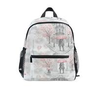 ODAWA Sacs à dos pour filles Paris Street Gris Sac à dos d'école primaire avec sangle de poitrine, Paris Street Grey, Medium