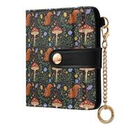 ODAWA Sharks Ocean Night Portefeuille pour cartes de crédit avec blocage RFID, petit portefeuille compact pour femme Bleu sarcelle, Écureuils Champignons Fleurs, one size, Portefeuille RFID