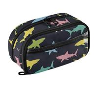 ODAWA Sharks Trousse à crayons imperméable en PVC de grande capacité pour employés de bureau, 21,1 x 7,9 x 12,4 cm