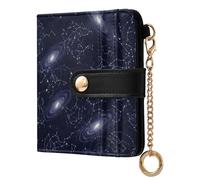 ODAWA Snow Pine Trees Portefeuille fin RFID pour femme avec 7 emplacements pour cartes Bleu, Star Constellations Galaxie Bleu marine, one size, Portefeuille RFID