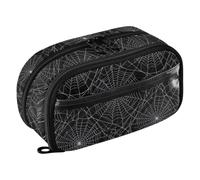 ODAWA Spiders Trousse à crayons blanche et noire haute capacité, double fermeture éclair, 21,1 x 7,9 x 12,4 cm