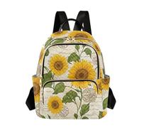 ODAWA Sunflowers Green Leaves Vintage Sacs à dos lavables pour femmes, Tournesols Feuilles Vertes Vintage, Small, Sacs à dos de jour