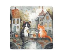 ODAWA Tissu autocollant 35,1 x 35,1 cm - Papillon violet - Film de protection léger et pliable pour accessoires d'appareil photo, Vintage Cats Beige, 13.8x13.8in, Vintage Cats Beige