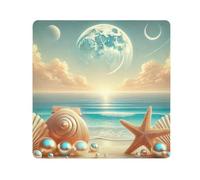 ODAWA Tissu autocollant 45 x 45 cm, coquillages, au clair de lune, plage beige, protection d'objectif pour appareil photo, objectif, ordinateur portable