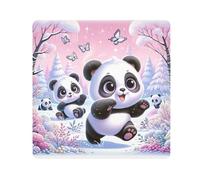 ODAWA Tissu autocollant doux réutilisable pour appareil photo Motif pandas jouant au rose 55,1 x 55,1 cm, Pandas mignons jouant au rose, 21.7x21.7in, Pandas mignons jouant au rose