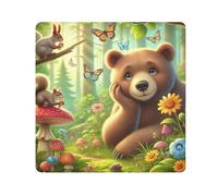 ODAWA Tissu autocollant magique pour appareil photo, objectif, ordinateur portable - Motif forêt d'ours - 45 x 45 cm