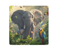 ODAWA Tissu autocollant pliable pour appareil photo et objectif 35,1 x 35,1 cm Motif éléphant et perroquets