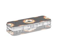 ODAWA Trousse à crayons noire avec compartiments réglables - Motif ballons de football et flammes - 21,1 x 7,6 x 4,8 cm (L x l x H)