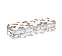 ODAWA Trousse à stylos rigides avec couvercle et fermeture à pression pour garçons, imprimé léopard, blanc, 21,1 x 7,6 x 4,8 cm (L x l x H)