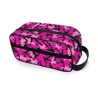 ODAWA Trousse de toilette unisexe à suspendre, motif chauve-souris, camouflage, sac de rasage résistant à l'eau pour articles de toilette, Camouflage chauve-souris rose vif, one size