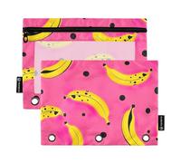 ODAWA Yellow Bananas Lot de 2 pochettes pour classeur à 3 anneaux avec œillets renforcés pour fournitures scolaires, pour la maison/le bureau/l'école