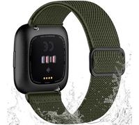Odbeai Bracelet extensible pour Versa 2 pour homme et femme, bracelet souple compatible avec Fitbit Versa, résistant à l'eau, réglable, en nylon élastique, respirant, vert kaki