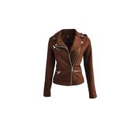 ODCOCD Simili cuir suédé veste moto femme courte