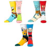 Odd Sox Lot de 3 paires de chaussettes Bob l'éponge Nickelodeon pour homme, femme et enfant - Ensemble de personnages amusants et confortables avec Bob l'éponge, Patrick, Squidward, Mr. Krabs, Mermaid