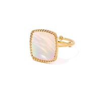 OdDdot Acier Inoxydable français Blanc Nacre Bague Ouverte Casual plaqué Or 18k pour Femmes Bijoux Cadeau Trendy Pride Rings