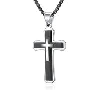OdDdot Acier Inoxydable pour Hommes Or Argent Noir Pendentif Croix Collier personnalisé décontracté fête de Noël Bijoux Cadeau