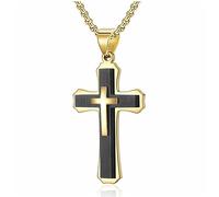 OdDdot Acier Inoxydable pour Hommes Or Argent Noir Pendentif Croix Collier personnalisé décontracté fête de Noël Bijoux Cadeau