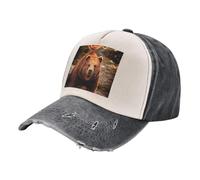 Odddot Casquette de baseball en coton avec imprimé ours grizzly, réglable, chapeau d'extérieur, casquette de baseball pour homme et femme, noir/blanc, taille unique