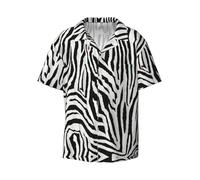 OdDdot Chemise habillée à imprimé zèbre pour homme, coupe ajustée, manches courtes, décontractée, chemise boutonnée, Noir , L