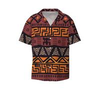 OdDdot Chemise habillée pour homme en tissu de boue africaine à imprimé tribal - Coupe ajustée - Manches courtes - Style décontracté, Noir , L