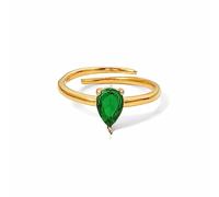 OdDdot Creative Drop-Shaped Cubic Zircon Anneau d’Ouverture en Acier Inoxydable 18k Plaqué Or Exquis Bijoux à la Mode pour Femmes Cadeau