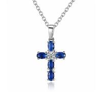 OdDdot Croix avec Zircon Bleu Pendentif Collier pour Femmes Personnalisé Hip Hop Neck Chain Ins Style Minimaliste Bijoux d’Anniversaire