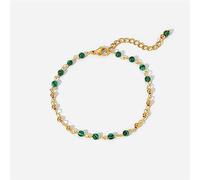 OdDdot Nouveau Bracelet en Acier Inoxydable Perles de Pierre Verte Petite chaîne à Billes pour Femmes 18k plaqué Or Charm ins Style Bijoux fête Cadeau