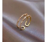OdDdot Nouveau Zircon Classic Gold Double Layer Open Rings pour Femmes Trendy Jewelry Party Luxury Ring Ins Trendy Popular Design Ring