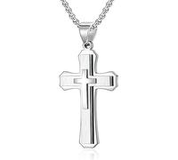 OdDdot Pendentif Croix en Acier Inoxydable Chaîne Chaîne Tendance Punk Neck Chain pour Hommes Anniversaire de Noël Fête d’Anniversaire Cadeau