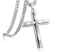 OdDdot pour Les Hommes en Acier Inoxydable Croix Hip Hop Pendentif Collier Personnalisé Vacances Saint-Valentin Lumière de Noël Bijoux de Luxe