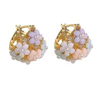 OdDdot Romantique Élégant Fleur colorée Cuivre Ins Style Boucles d’Oreilles Trendy for Women New Jewelry Party Personality Elegant Earrings
