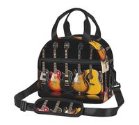 OdDdot Sac à déjeuner isotherme réutilisable avec imprimé guitare électrique - Grande capacité - Portable