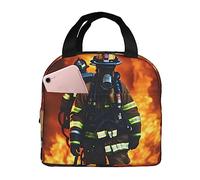 OdDdot Sac à déjeuner isotherme réutilisable pour homme/femme, motif pompier, pour l'école, le travail, les voyages