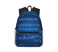 OdDdot Sac à dos de voyage décontracté pour ordinateur portable, sac à dos étanche pour lycée, lycée, notes de musique bleues, Notes de musique bleues., taille unique